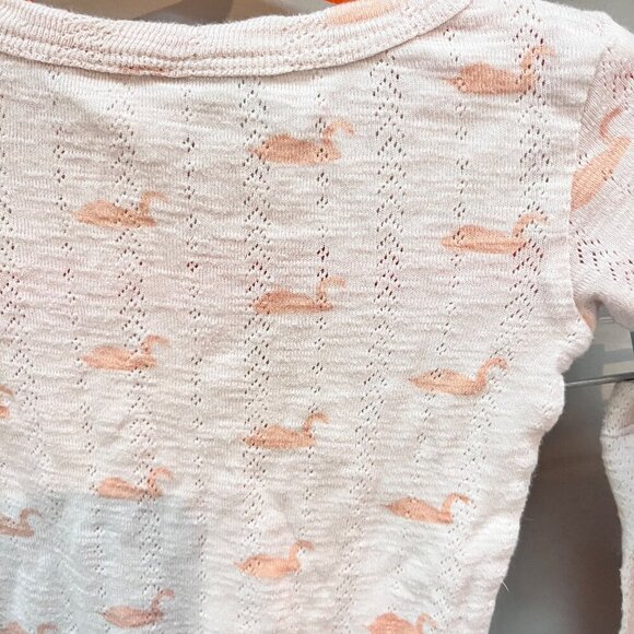 Kate Quinn  “Peach tiny Swan” Pointelle Knit Organic Cotton Set- Size 2T - Picture 5 of 5